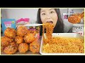 DAEBAK SPICY HABANERO NOODLES + SWEET AND SPICY KOREAN FRIED CHICKEN l MUKBANG