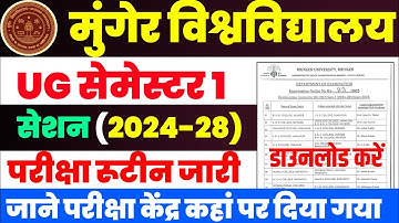 Munger University UG Semester 1 Exam Program 2024-28 | Centre List हुआ जारी, जल्दी देखो