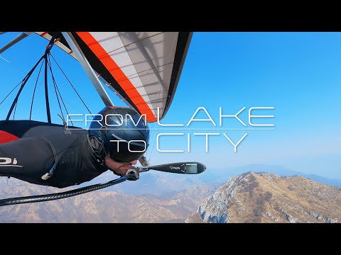 [4K] From Lake to City ( Hang Gliding )