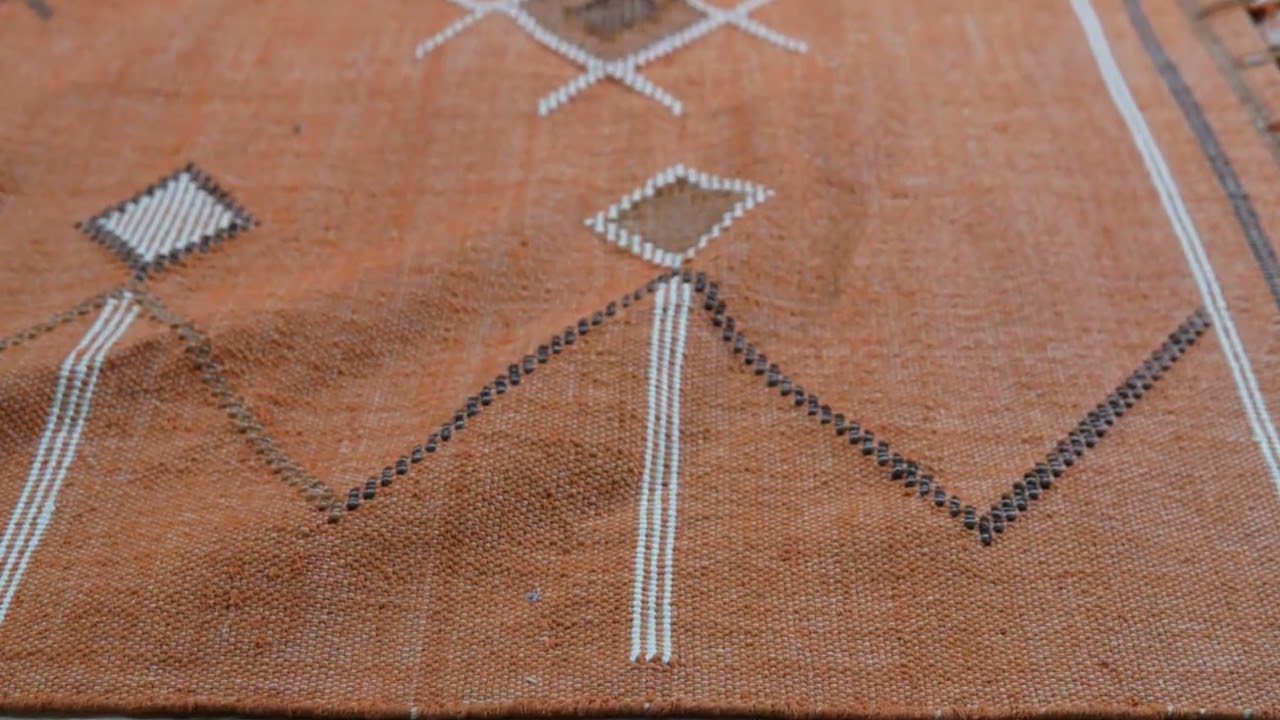 EORC EI01CO Hand-Knotted Cotton  Flat Weave Rug, Coral Area Rug