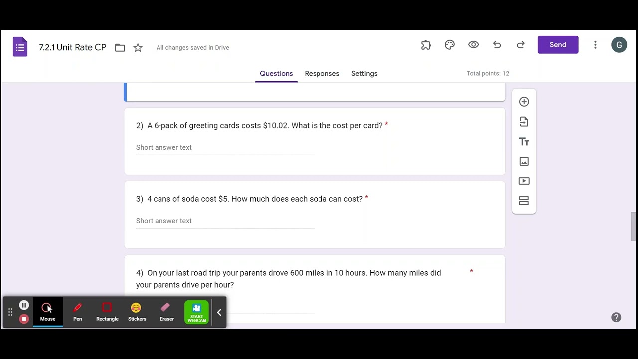 7.2.1 Unit Rate CP - Google Forms #2 - YouTube