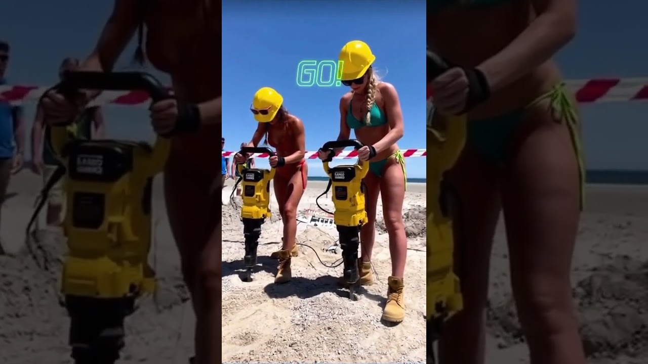 Kango Hammer Drill Beach Sand Drilling Showdown: Hilarious Odd Sports Meme