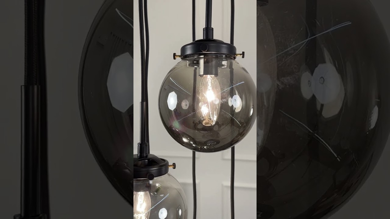 7051D32 Smoke Gray Linear Bubble Glass Chandelier