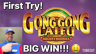 First time playing Gong Gong Lai Fu Mighty Buddha and getting a Big Win on the Gong Bonus !