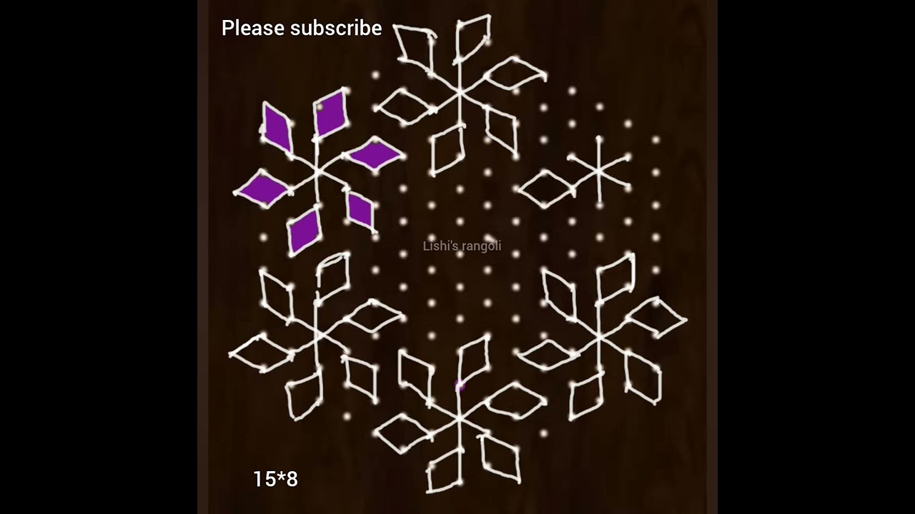 15*8 dots flower rangoli 🪻newyear celebration 🪻Sankranti chukkla 🪻Ugadi mugglu 🪻