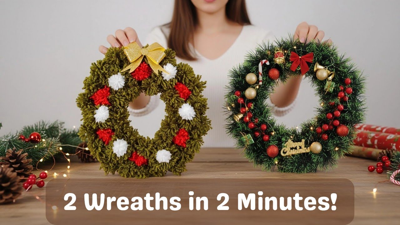 2 Christmas Wreaths in 2 Minutes | Easy & Fast DIY Christmas Decor