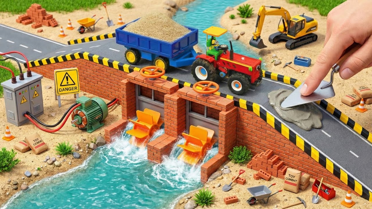 Mini Tractor | Building a STUNNING Concrete Bridge Spanning a Crystal-Clear Water Canal