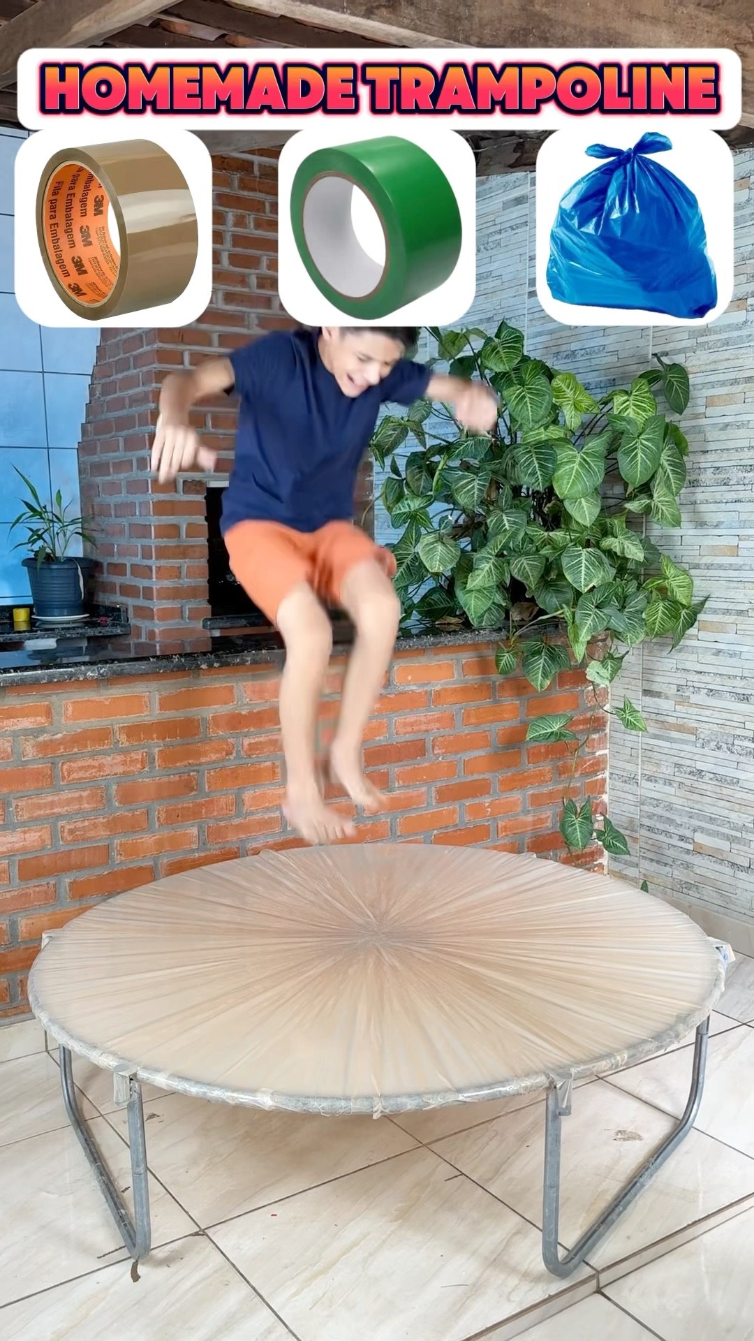 Qual trampolim caseiro é mais forte?!? #shorts #challenge