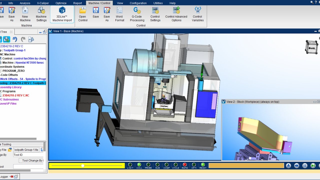 Build vericut Hyundai KF3500 5Ax control Fanuc 30im tested code by Mastercam's post