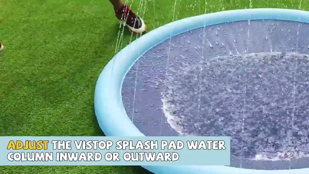 VISTOP Non-Slip Splash Pad for Kids and Dog, Thicken Sprinkler Pool Summer Outdoor Water Toys