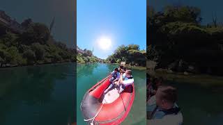 360 Under Mostar Old Bridge On A Boat