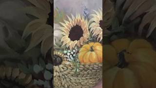 “How to Paint an Autumn Basket of Pumpkins and Sunflowers” full tutorial on my channel! 🍁🍂🎨 #art