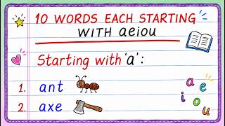 Words Each Starting with a e i o u | Words Each Starting with Vowels | a e i o u Words | Updated