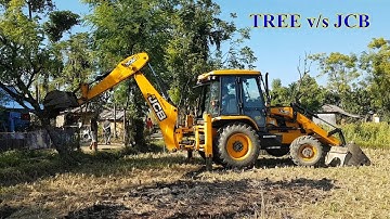 JCB 3DX BACKHOE LOADER - TLB - JCB Pushing Down Tree - JCB VIDEO