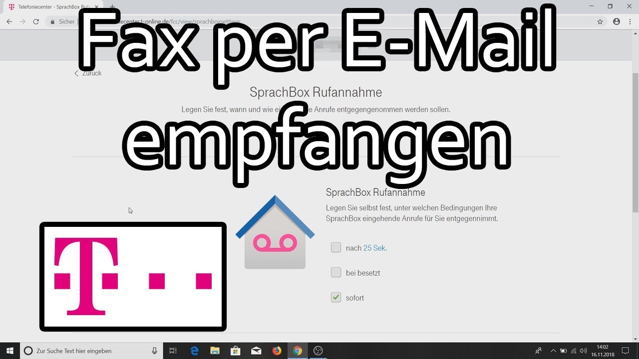 Bei Anruf Geht Sofort Sprachbox Ran Festnetz Fax per E-Mail empfangen mit der Telekom Sprachbox - YouTube