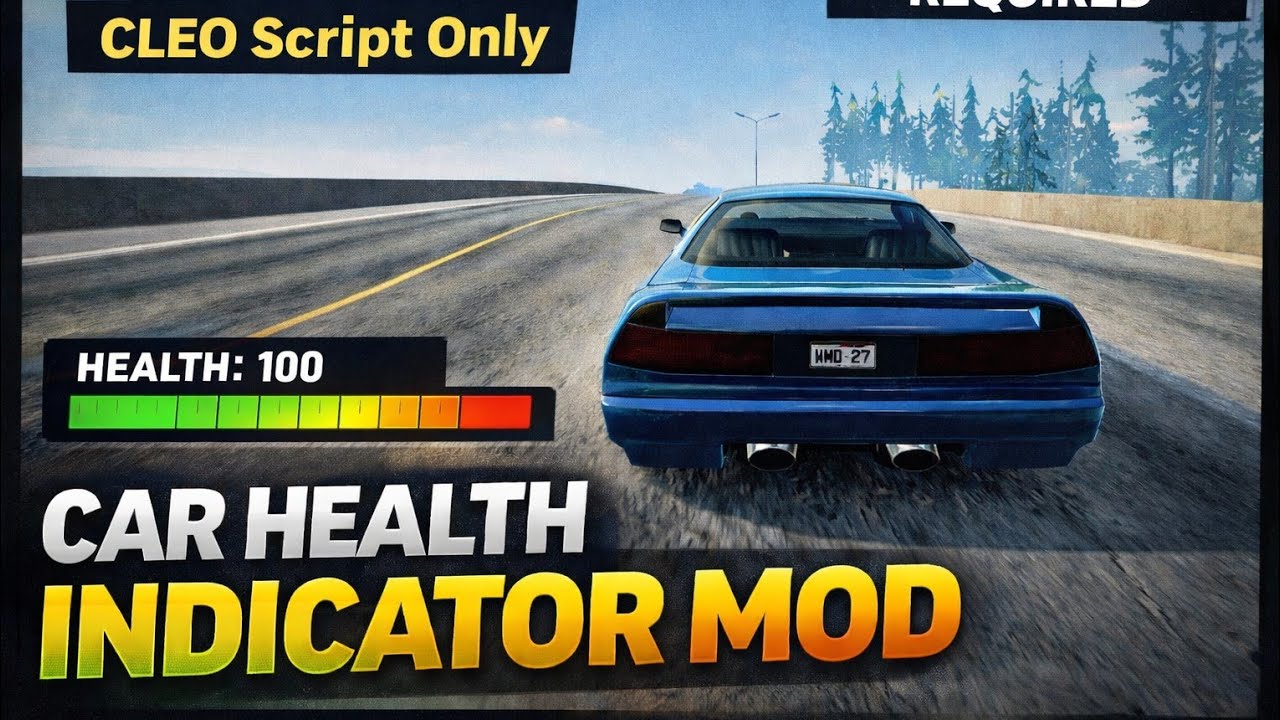 GTA SA Android Car Health Indicator Mod | CLEO Script Only | No TXD Import Required