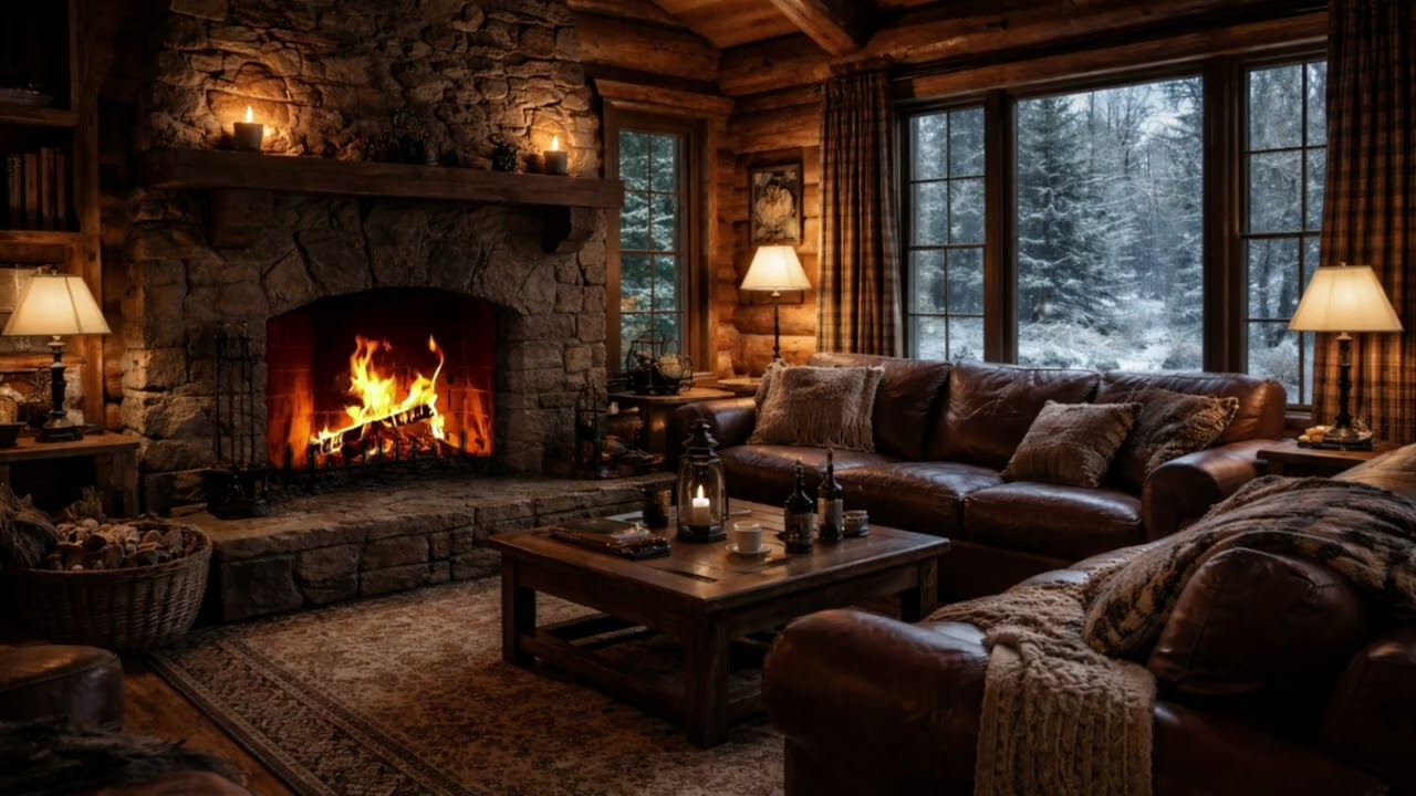 Cozy Fireplace Ambience 🔥 Snowy Night & Relaxing Classic Piano ❄️ | Study, Sleep, Relax