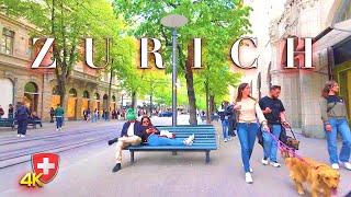 Switzerland Zurich 🇨🇭 Luxury Stroll: Exploring the Beauty of Bahnhofstrasse Shopping street 4K 60fps