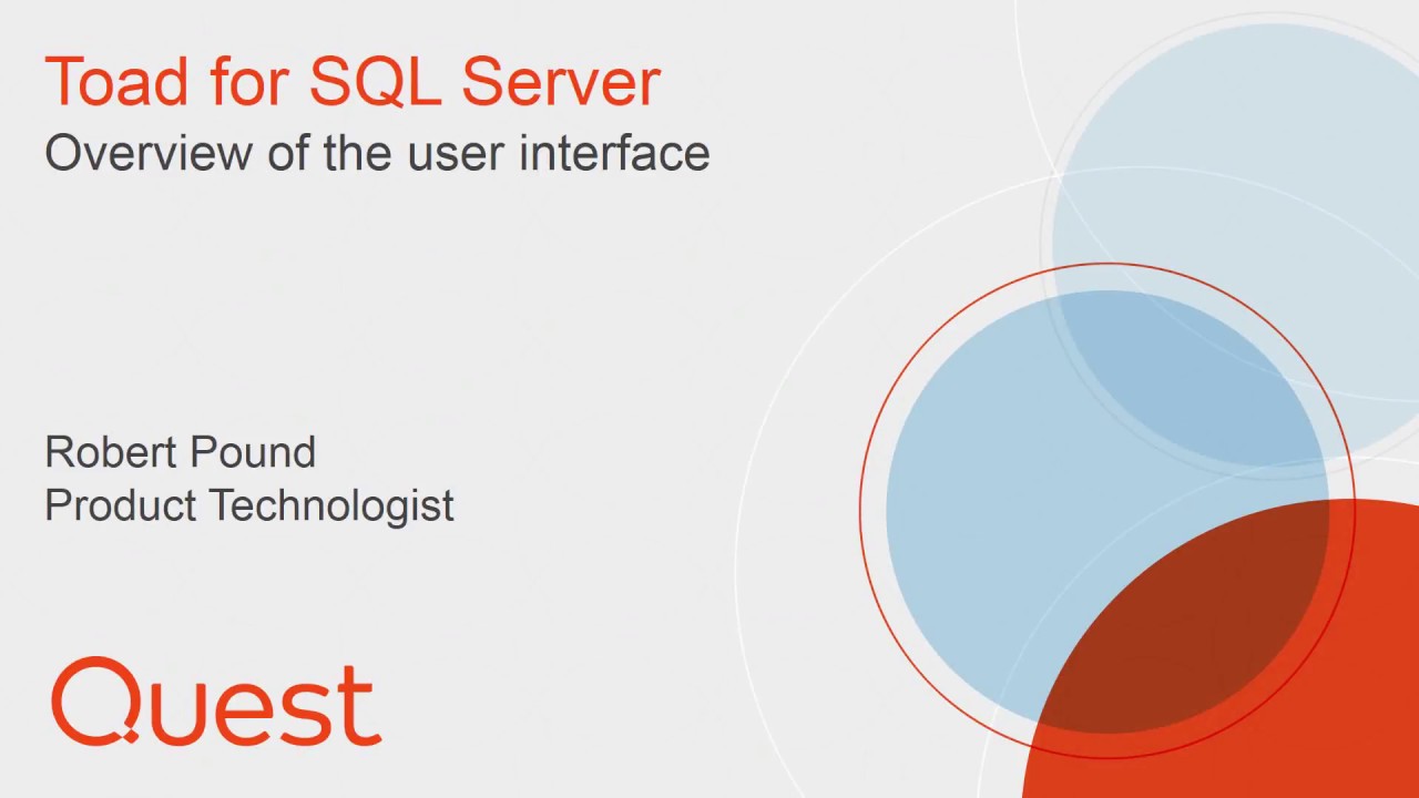 SQL 서버용 토드(Toad for SQL Server)의 사용자 인터페이스 알아보기 - YouTube
