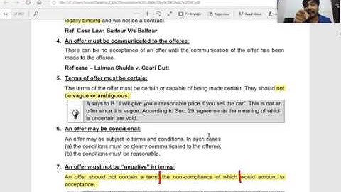 CONTRACT ACT - OFFER And ACCEEPTANCE (PART 2 ) FOR CA FOUNDATION / CS FOUNDATION REGULAR BATCH