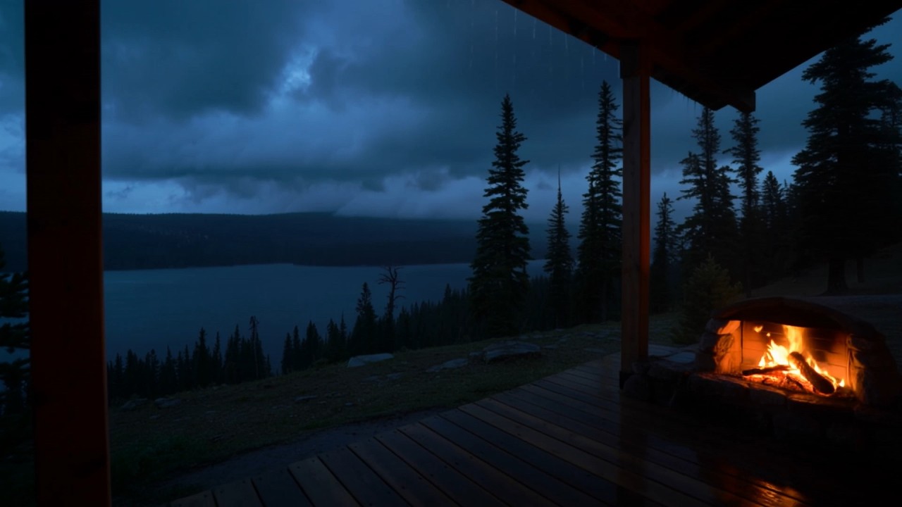 8 Hours Cozy Rain & Thunderstorm with Crackling Fireplace | ASMR Sleep ...