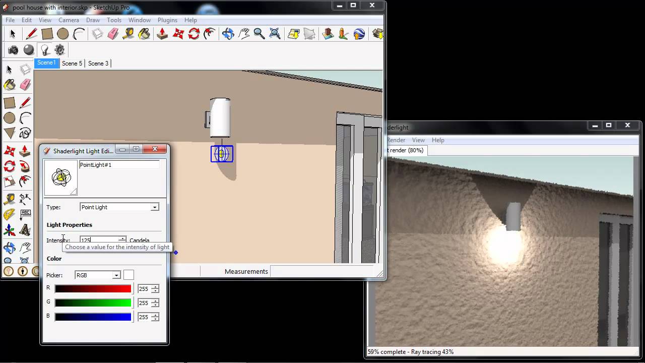 lights in a scene Shaderlight for SketchUp - YouTube