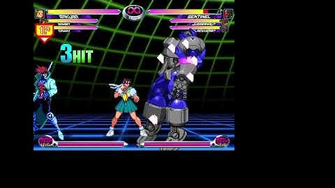 MvC2: Sakura midscreen juggle infinite on Sentinel
