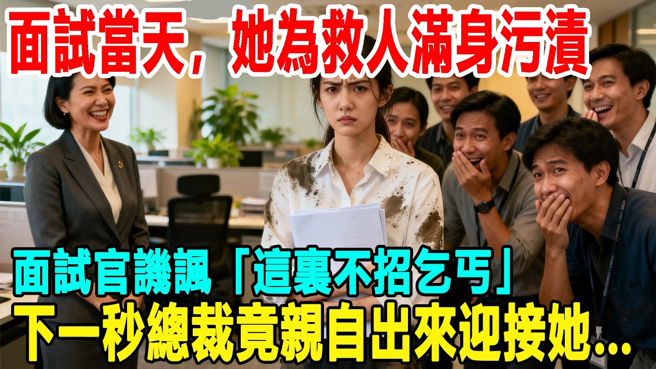 面試當天，她為救人滿身污漬！面試官譏諷「這裏不招乞丐！」下一秒總裁竟親自出來迎接她…