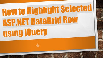 How to Highlight Selected ASP.NET DataGrid Row using jQuery