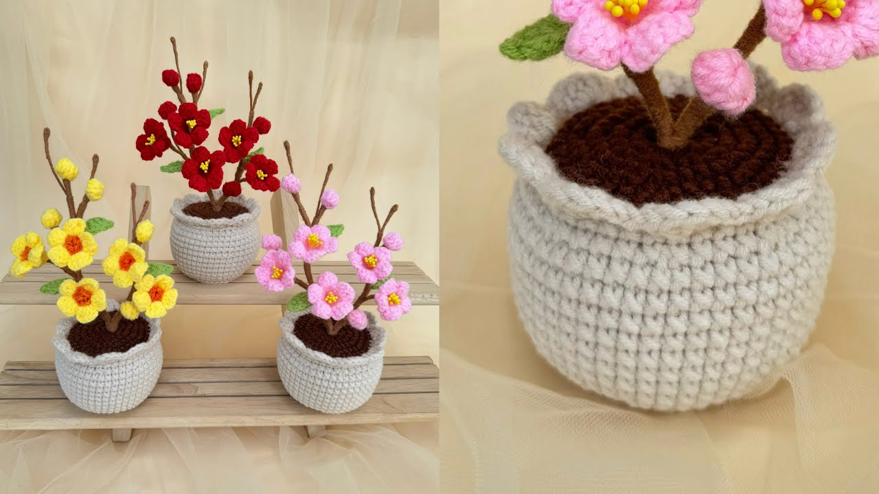 #252 Crochet Flowerpot | Hướng Dẫn Cách Móc Chậu Hoa | Dương Liễu Handmade