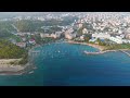 Avsallar, Alanya, Turkey. Aerial view of a scenic bay with sandy beaches, coastal resorts and pic...