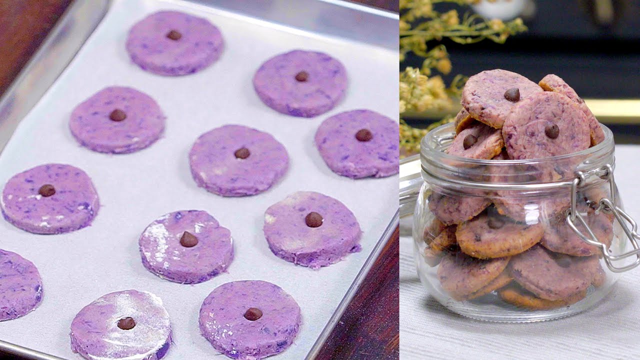KUE KERING CANTIK DARI UBI UNGU UNTUK IDUL FITRI & NATAL! | Cookie Ubi Ungu