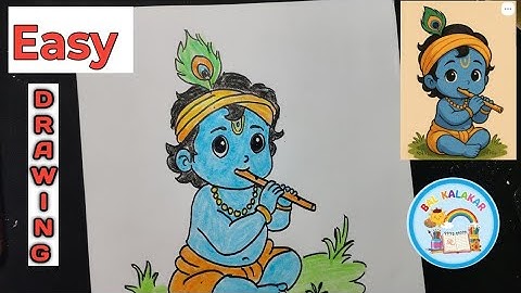 Krishna Drawing|| easy krishna drawing|Little krishna drawing| Simple Drawing of krishna 