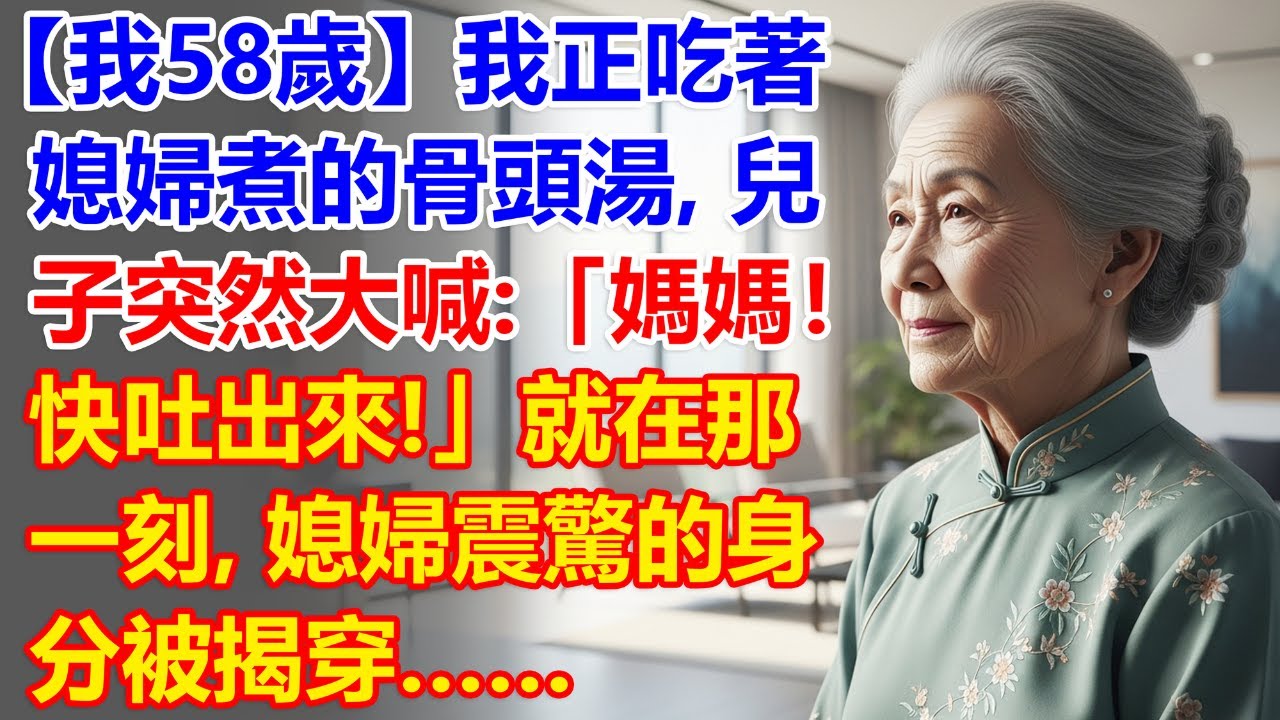 【我58歲】我正吃著媳婦煮的骨頭湯，兒子突然大喊：「媽媽！快吐出來！」就在那一刻，媳婦震驚的身分被揭穿……