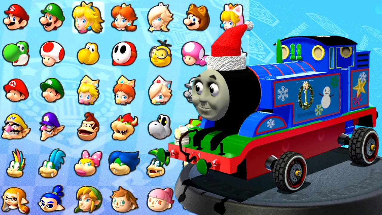 Mario Kart 8 Deluxe - Thomas The Tank Engine (Christmas) in Banana Cup, Leaf Cup, Lightning Cup