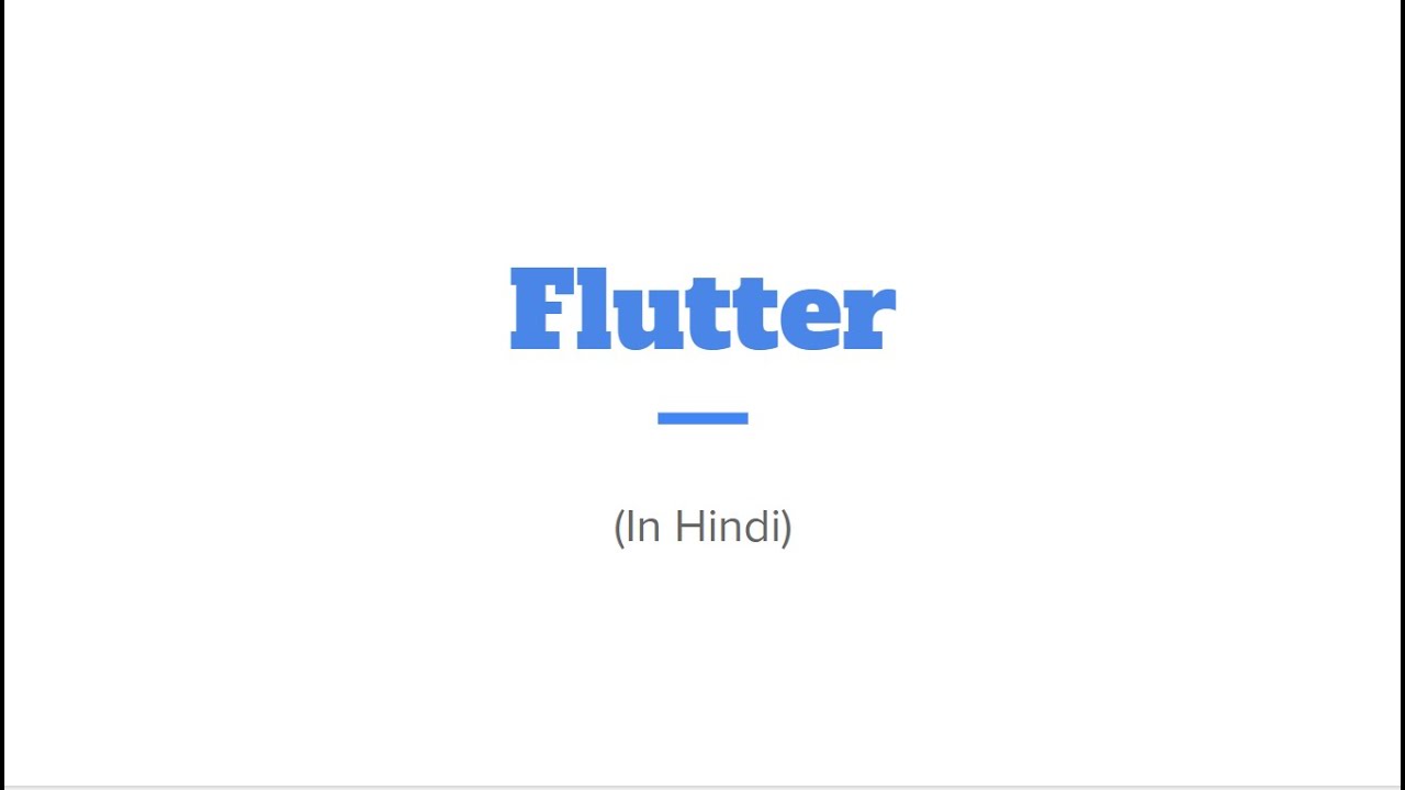 Flutter Course in Hindi - Intro - YouTube