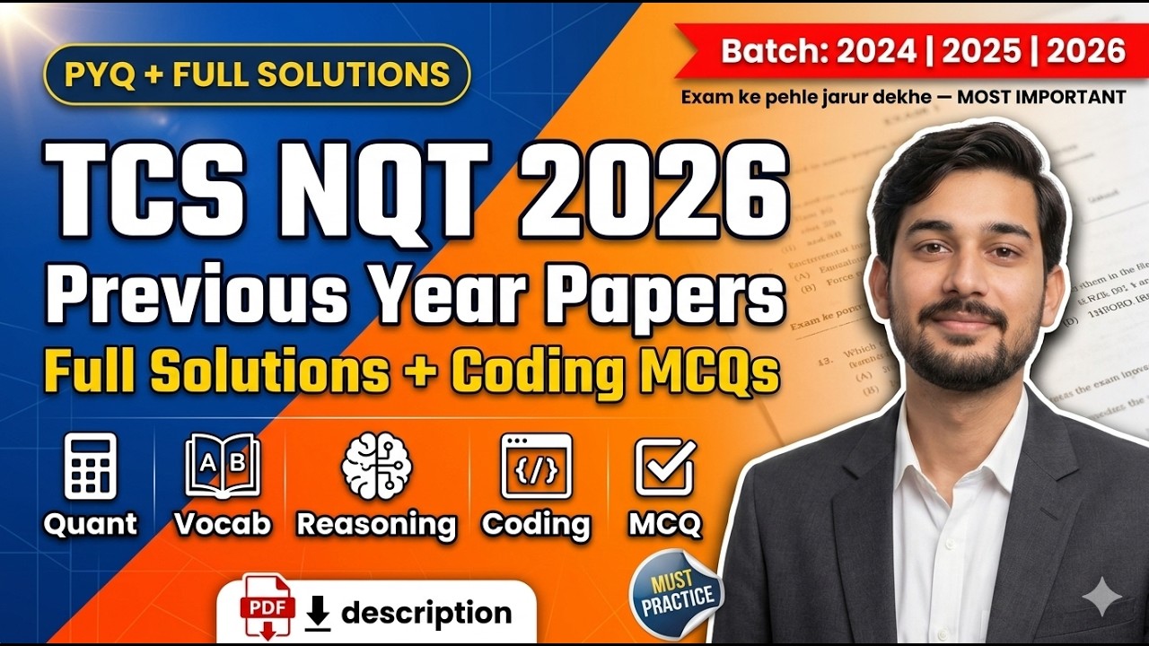 TCS NQT 2026 | Previous Year Papers + FULL SOLUTIONS (Quant Coding ...
