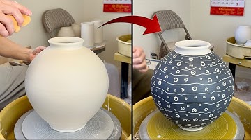 772. Trimming/Sgraffito/Carving an 8-Lb Moon Jar with Hsin-Chuen Lin 林新春 天球瓶修坯紋飾示範