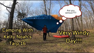 Hammock Camping With Kelty Noah's Tarp 16 (Very Windy Day