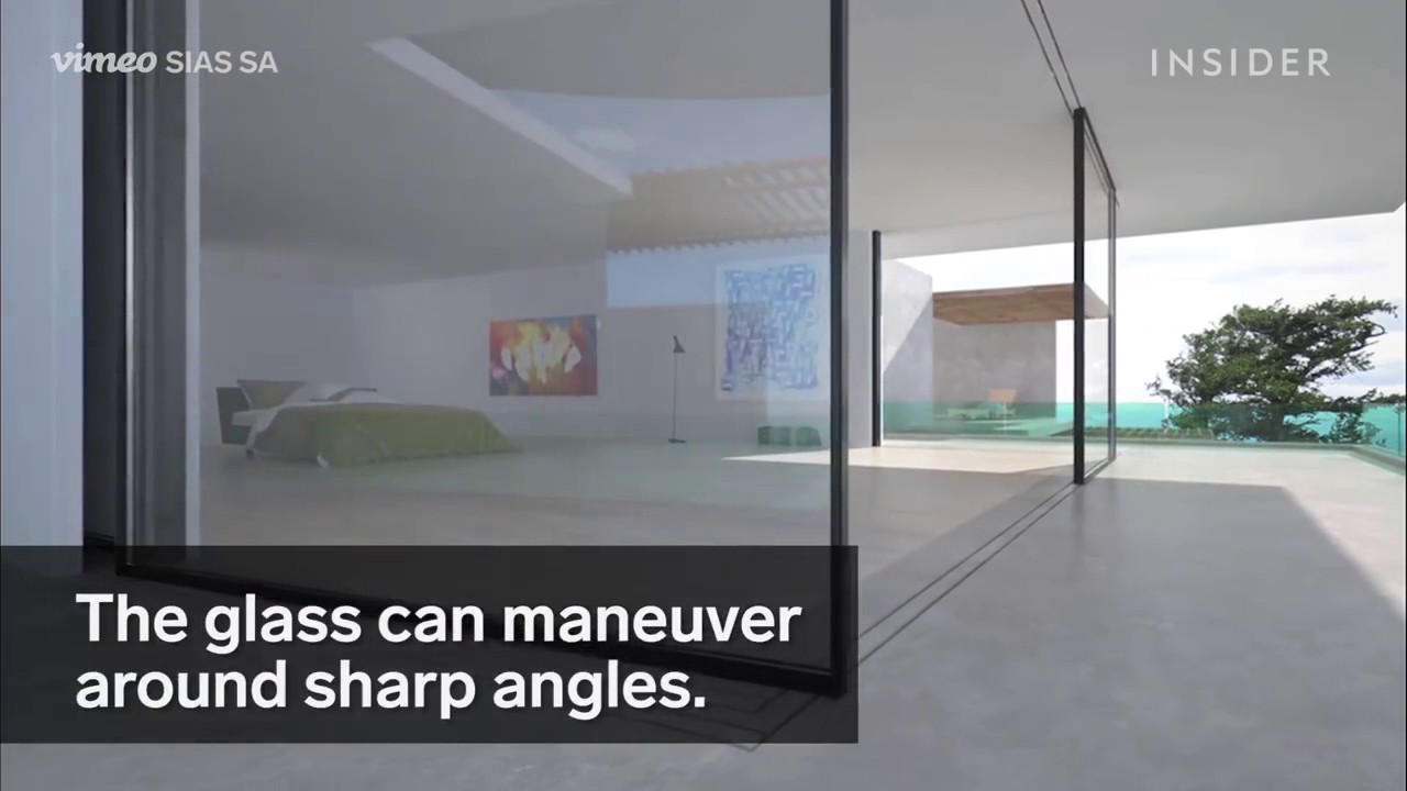 This sliding glass door can turn around corners YouTube