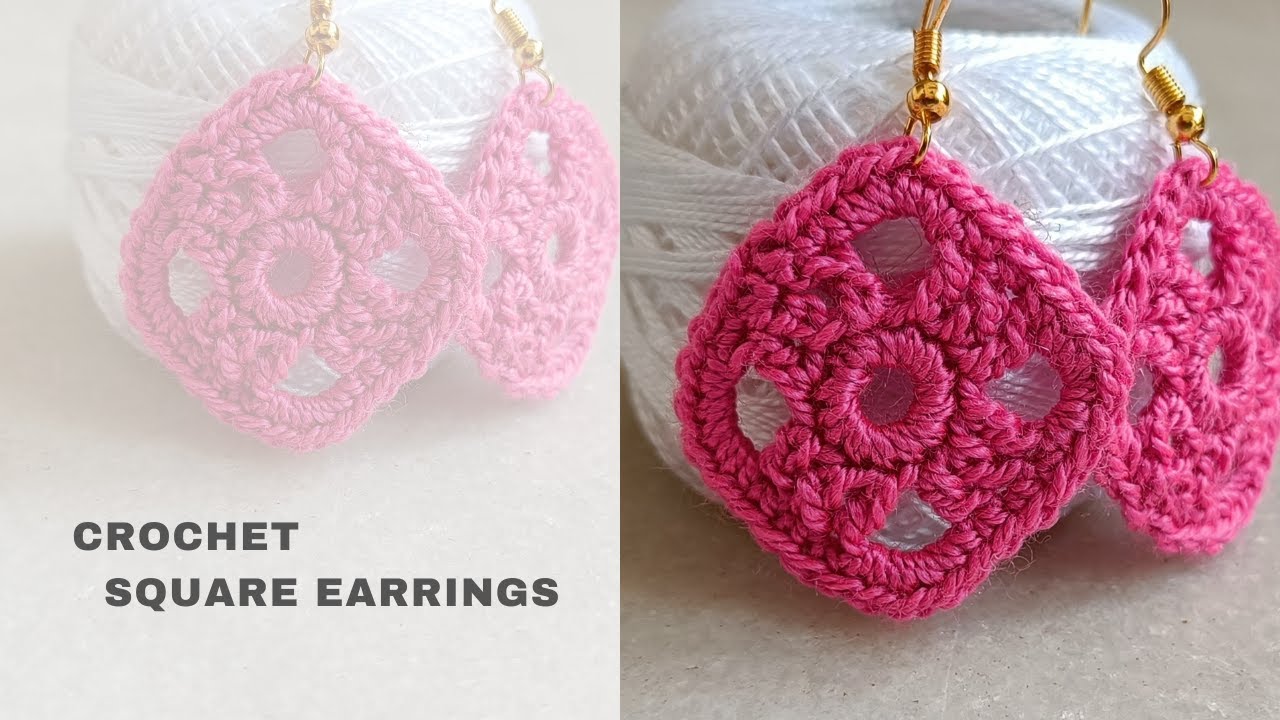 Crochet Square Earrings | Easy Crochet Earring Pattern | how to crochet granny square earrings