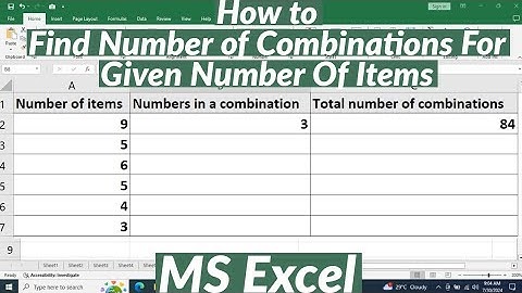 How to Find Number of Combinations For Given Number Of Items in MS Excel | Combin Function in Excel