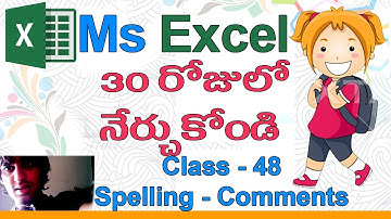 Ms Excel in Telugu | Telugu Ms Excel Classes | Class - 48 |😂| Review Tab | Spelling | Comments