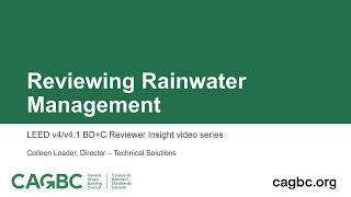 CAGBC LEEDv4 Reviewer Tip Rainwater Management