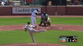 OAK@BAL: Davis lines an RBI single to left field