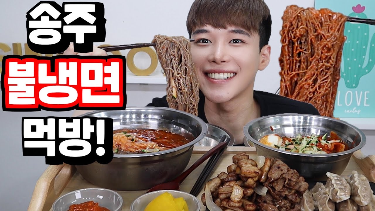 시원~하게 냉면 먹방!! 고기에 딱 싸먹으면!! (송주불냉면,비빔냉면,연탄불고기,삼겹살,갈비만두) SINCOOK MUKBANG