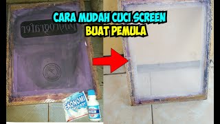hapus screen sablon dengan mudah /  hapus dan cuci obat afdruk  pakai bayclin