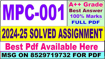 MPC 001 solved assignment 2024-25 || mpc 001 solved assignment 2025 in English || ignou mpc1 2025