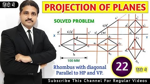 PROJECTION OF PLANES SOLVED PROBLEM 22 IN HINDI IN ENGINEERING DRAWING @TIKLESACADEMYOFMATHS