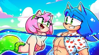 The First Time Mermaid Amy Fell in Love Sonic | Sonic The Hedgehog 2 Animation | Rainbow Cartoons